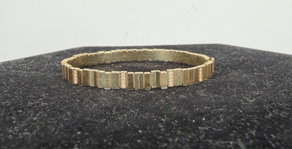 Christian Dior GEM Bangle Bracelet in 18k Gold with Diamonds Size 15.5